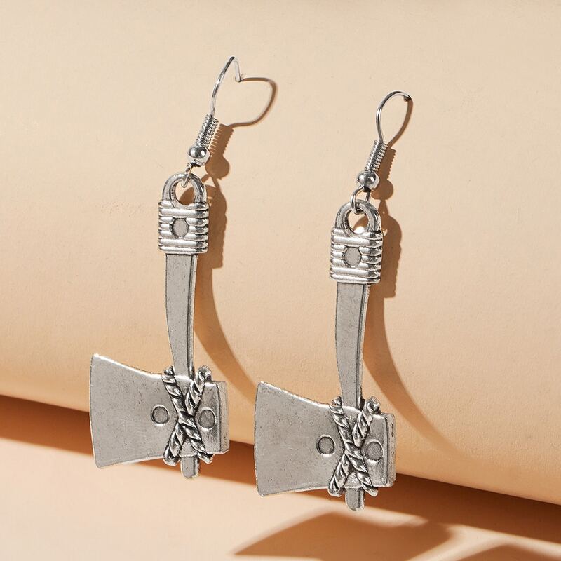 

1pair Ax Drop Earrings, Silver