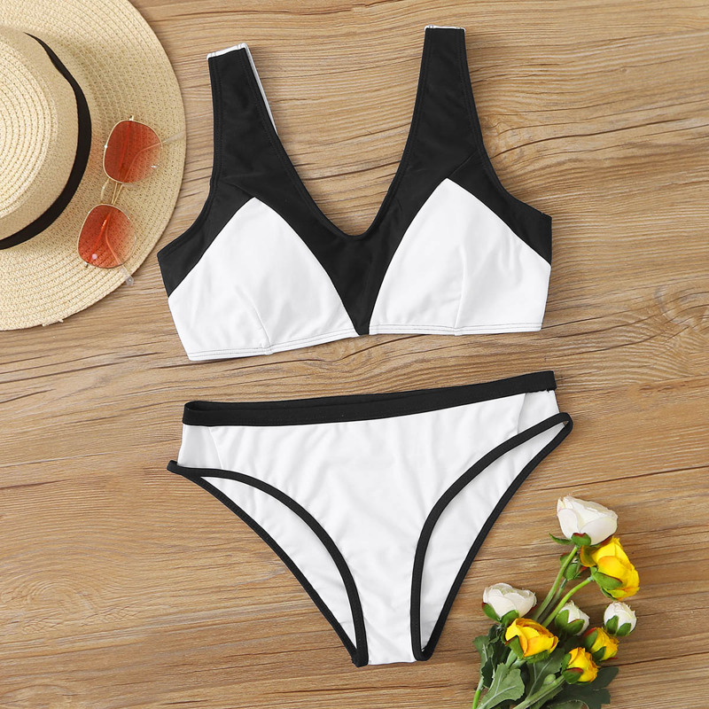 

Two Tone Bikini Set, Black and white