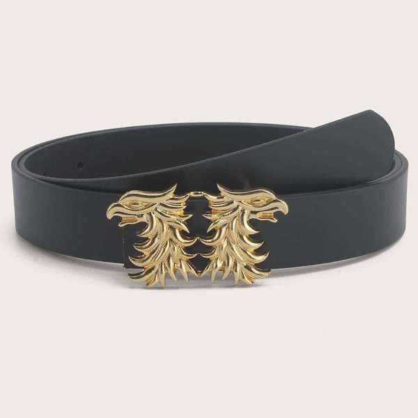 

Textured Metal Detail Buckle Belt, Black