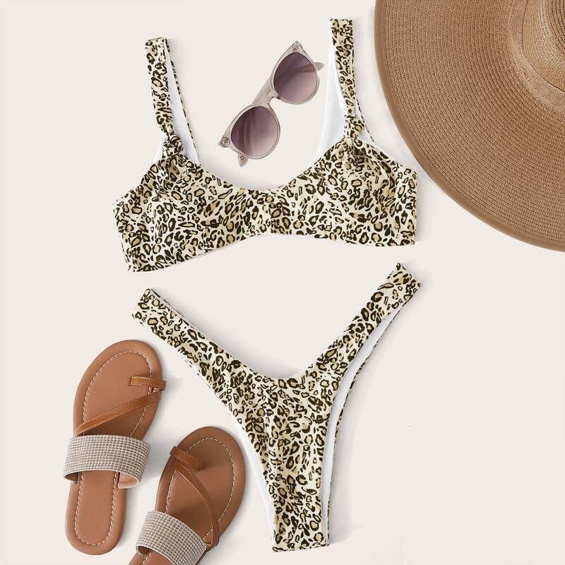 

Leopard High Cut Bikini Set, Multicolor
