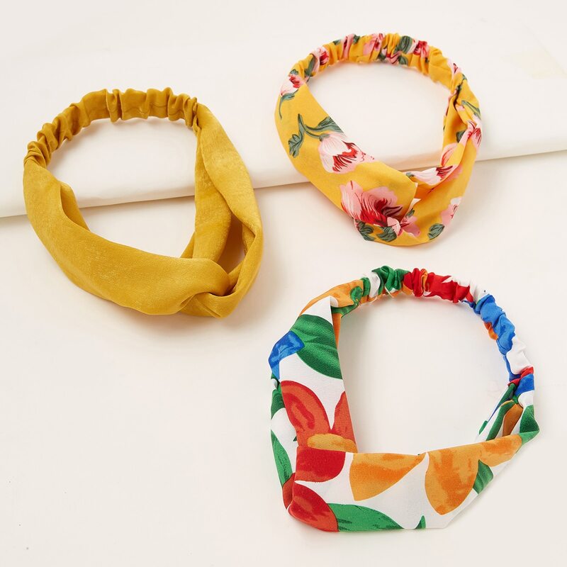 

3pcs Flower Print Headband, Multicolor