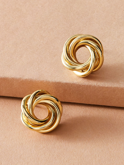 Andkiss اقراط مسماري متصل معدني زوج واحد