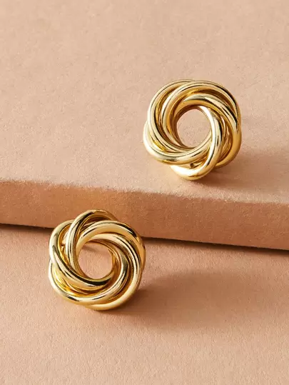 Andkiss 1對金屬扣環耳釘