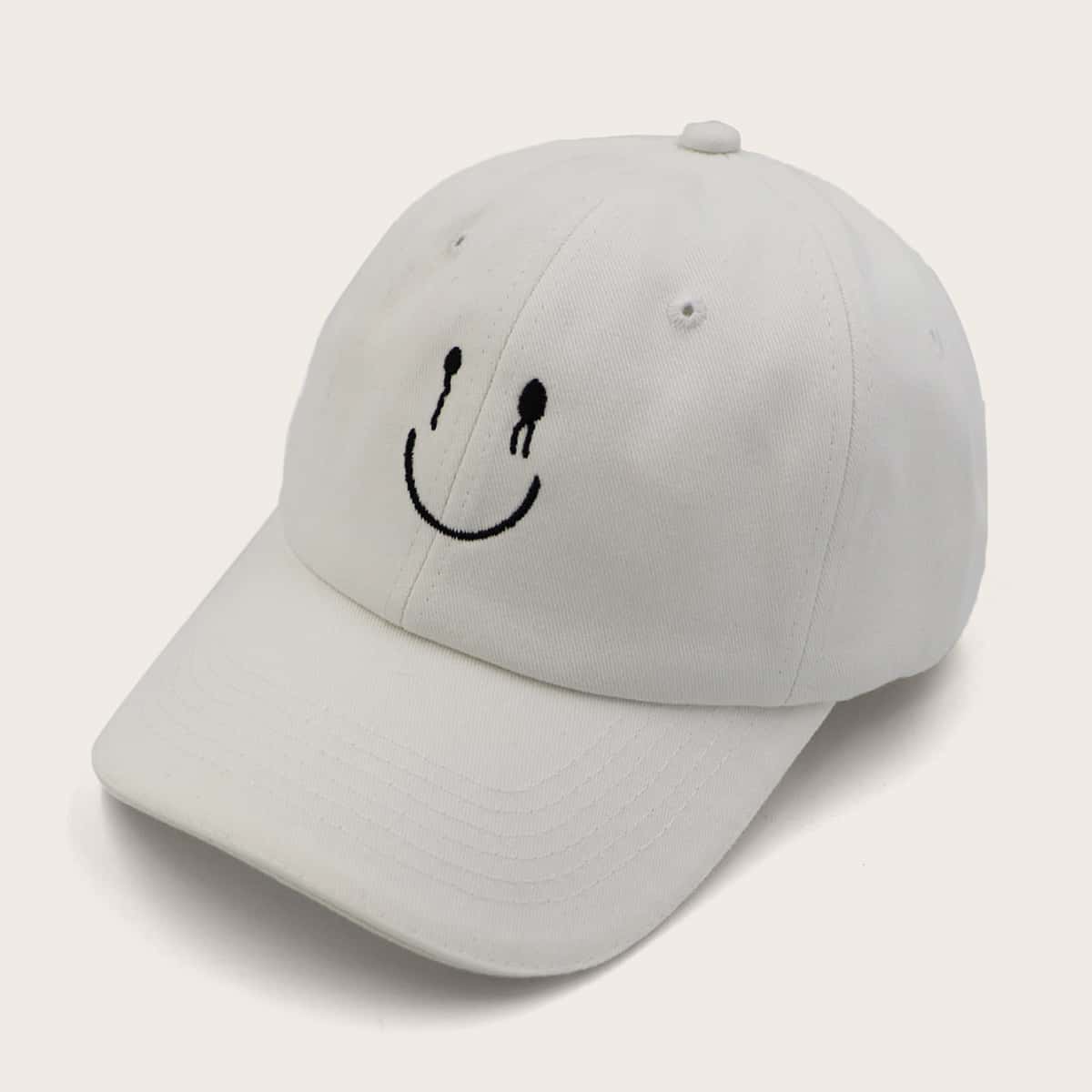

Smile Print Baseball Cap, White