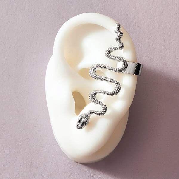 

1pc Serpentine Design Ear Climber, Silver