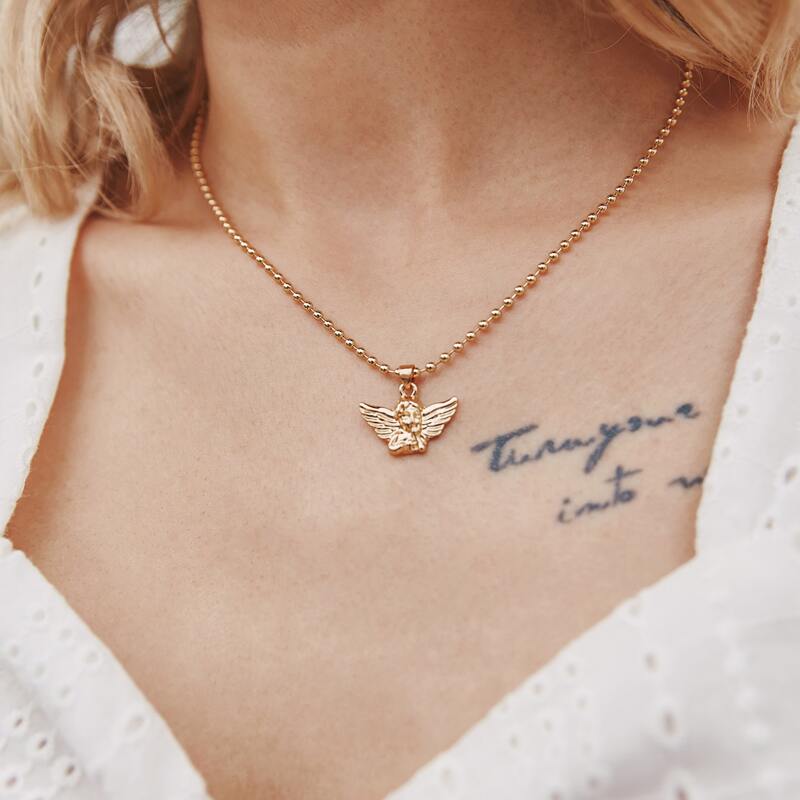

1pc Angel Charm Necklace, Gold