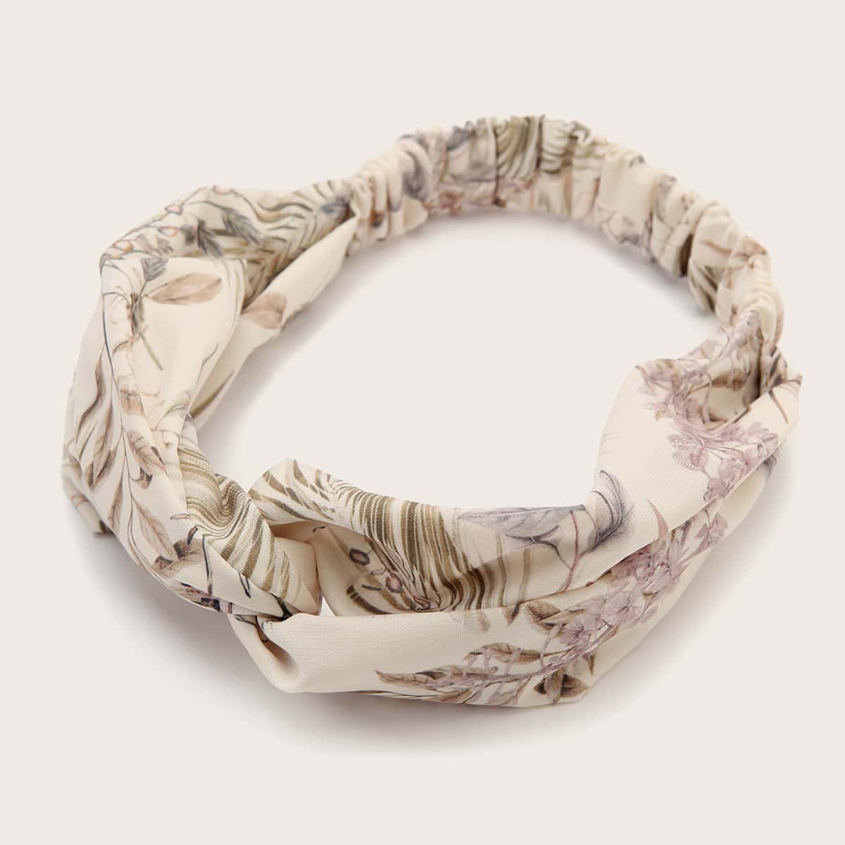 

Flower Print Headband, Beige
