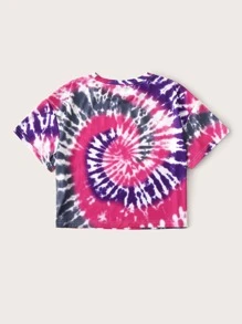SHEIN Camiseta de tie dye de hombros caídos - Multicolor - Ver 2