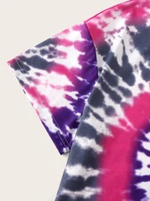 SHEIN Camiseta de tie dye de hombros caídos - Multicolor - Ver 3