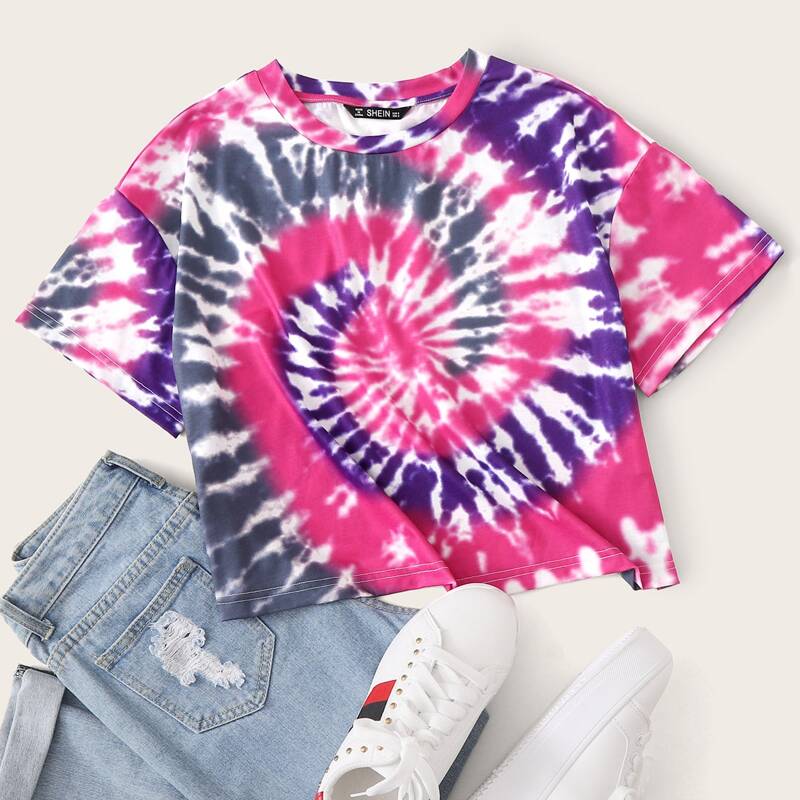

Drop Shoulder Tie Dye Tee, Multicolor
