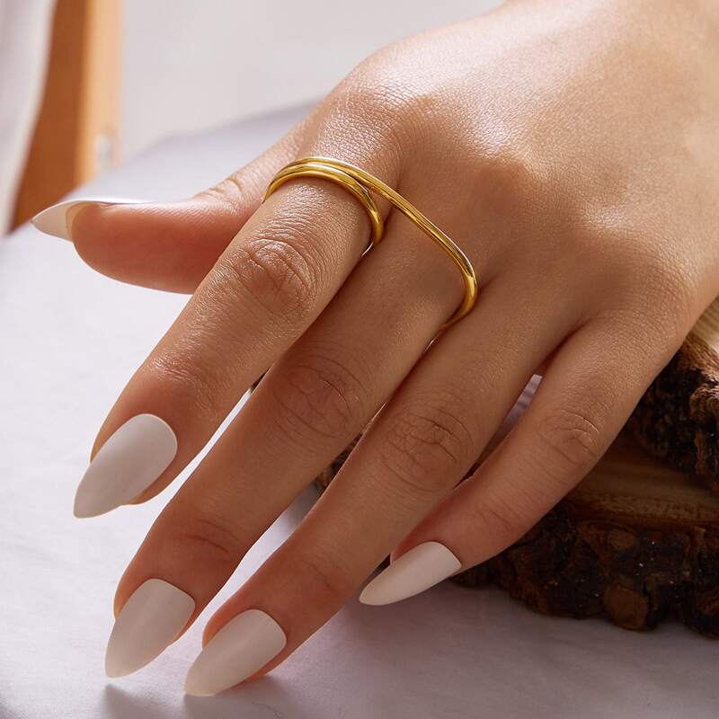 

1pc Geometric Design Ring, Gold