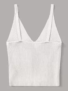 SHEIN Unity Rib-knit Crop Top - White - View 2