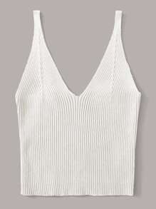 SHEIN Unity Rib-knit Crop Top - White - View 4