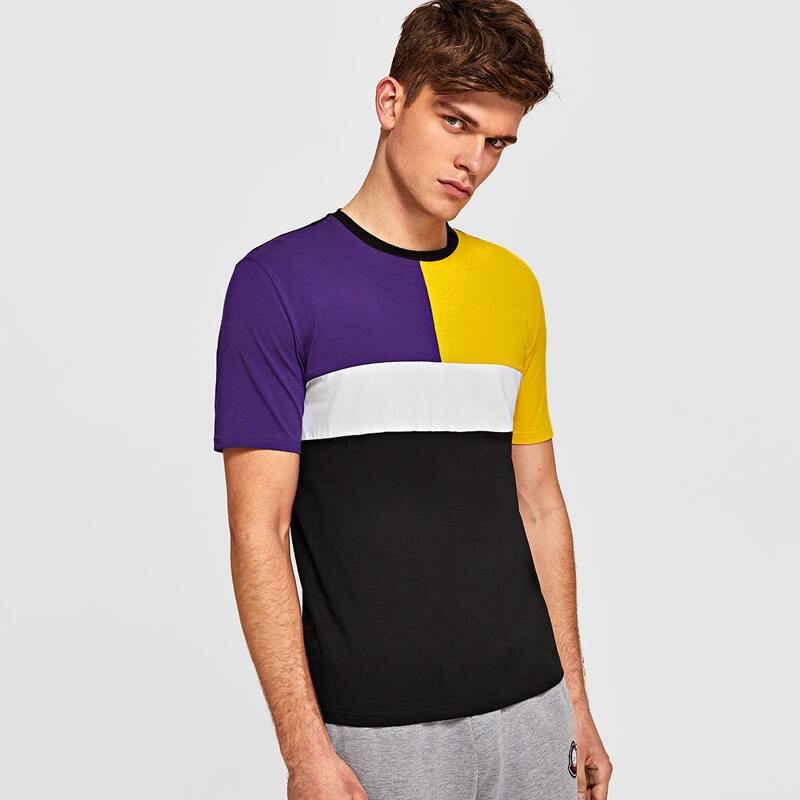 

Guys Contrast Neck Colorblock Top, Multicolor