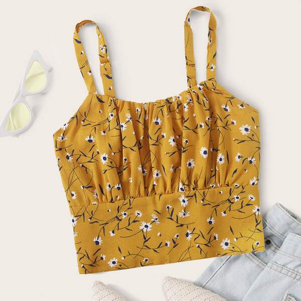 

Ditsy Floral Crop Cami Top, Yellow