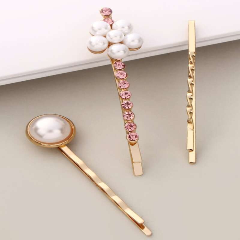 

3pcs Faux Pearl Decor Bobby Pin, Multicolor