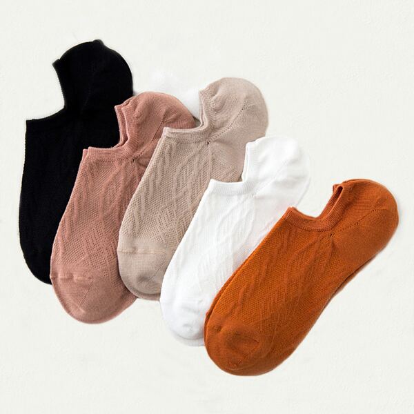 

5pairs Solid Ankle Socks, Multicolor