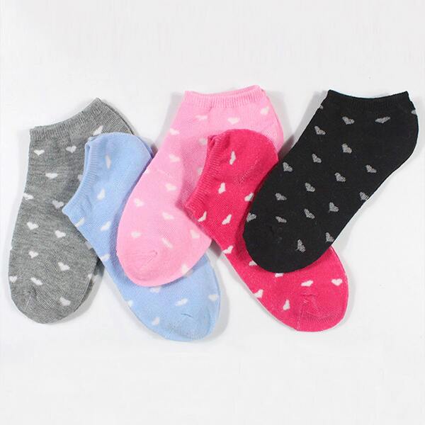 

5pairs Heart Pattern Socks, Multicolor
