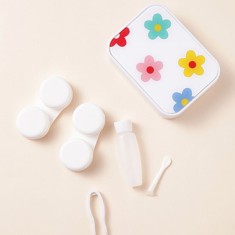 

Floral Pattern Contact Lens Case, White