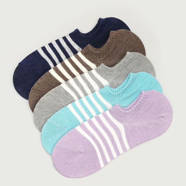

5pairs Striped Pattern Ankle Socks, Multicolor