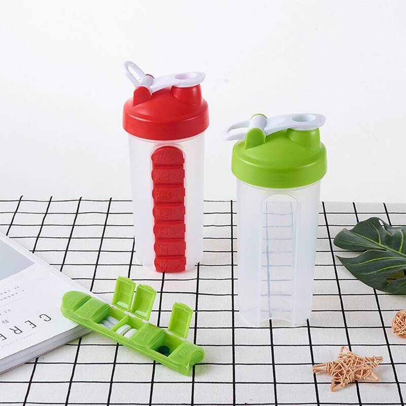 

1pc Portable Water Bottle With Pill Storage Box, Multicolor