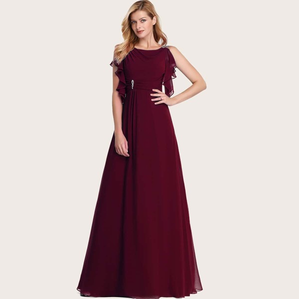 

EverPretty Платье с v-образной спинкой и стразами, Бургундия