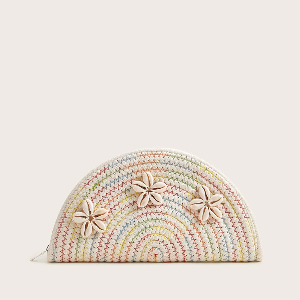 

Shell Decor Colorblock Clutch Bag, Multicolor