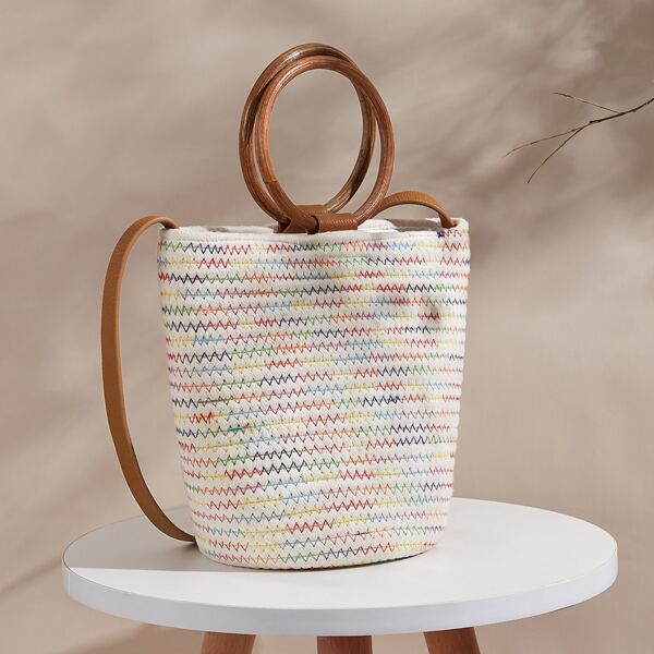 

Shell Decor Colorblock Satchel Bag, Multicolor