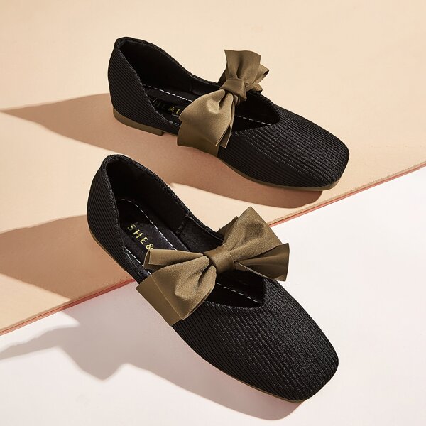 

Балетки без шнурки с бантом, Чёрный