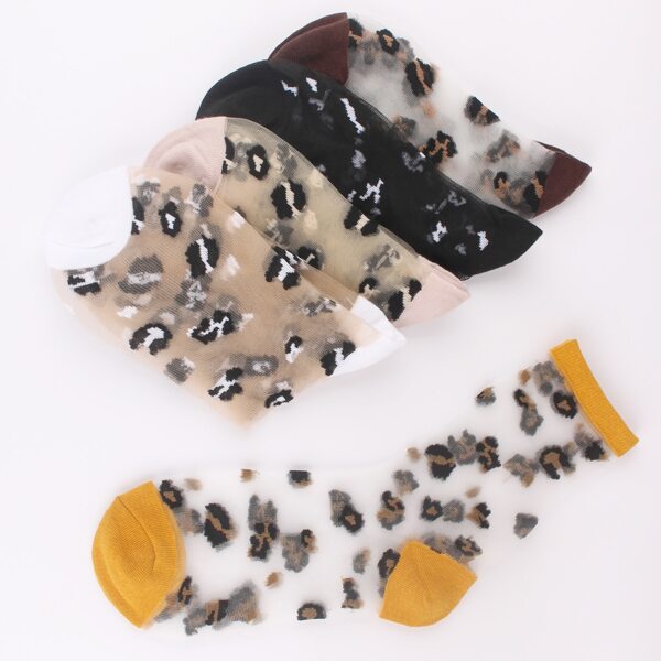 

Сетчатые носки с леопардовым узором 5 пар, Многоцветный