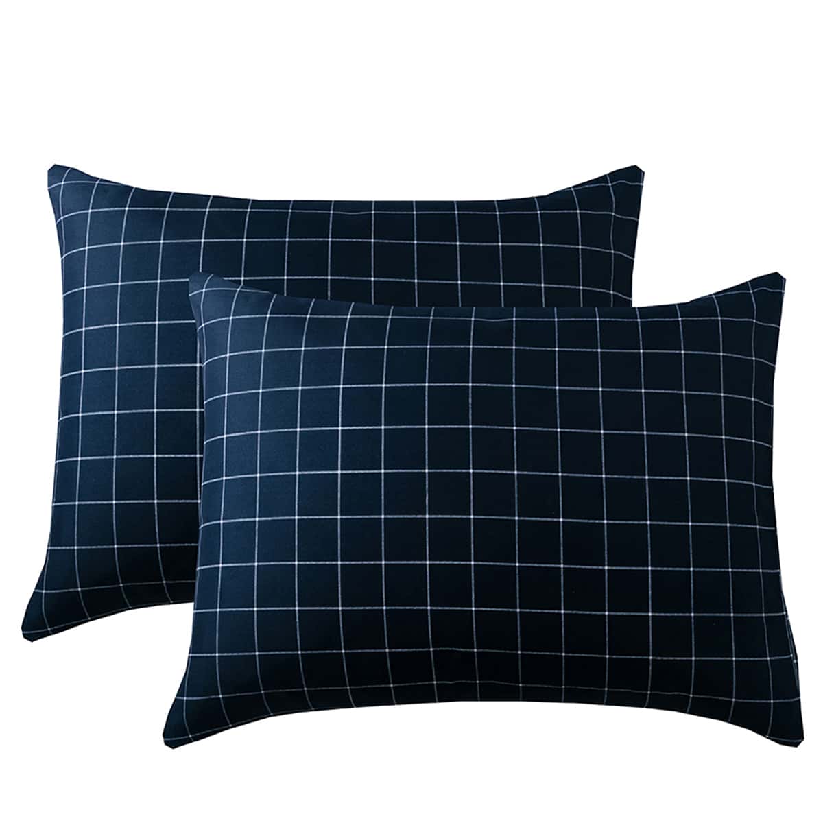 

1pair Plaid Pattern Pillowcase Without Filler, Navy