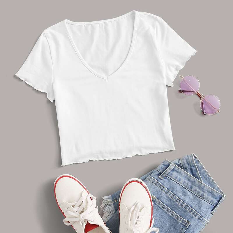 

Lettuce Trim Crop White Tee