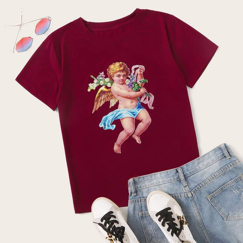 

Angel Graphic Burgundy Tee