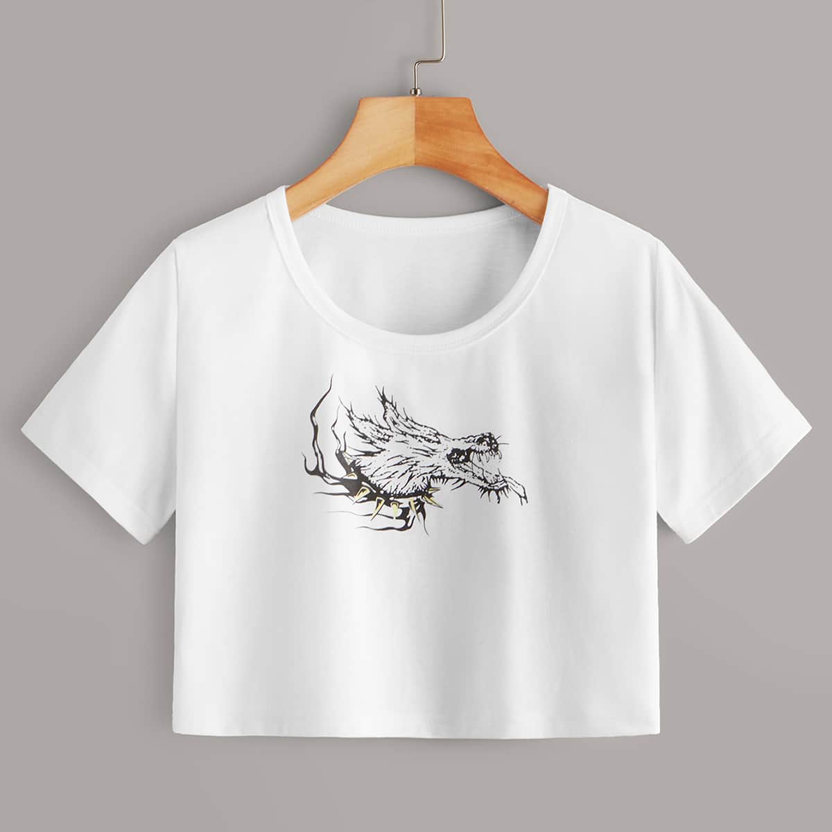 

Animal Graphic Crop Tee, White