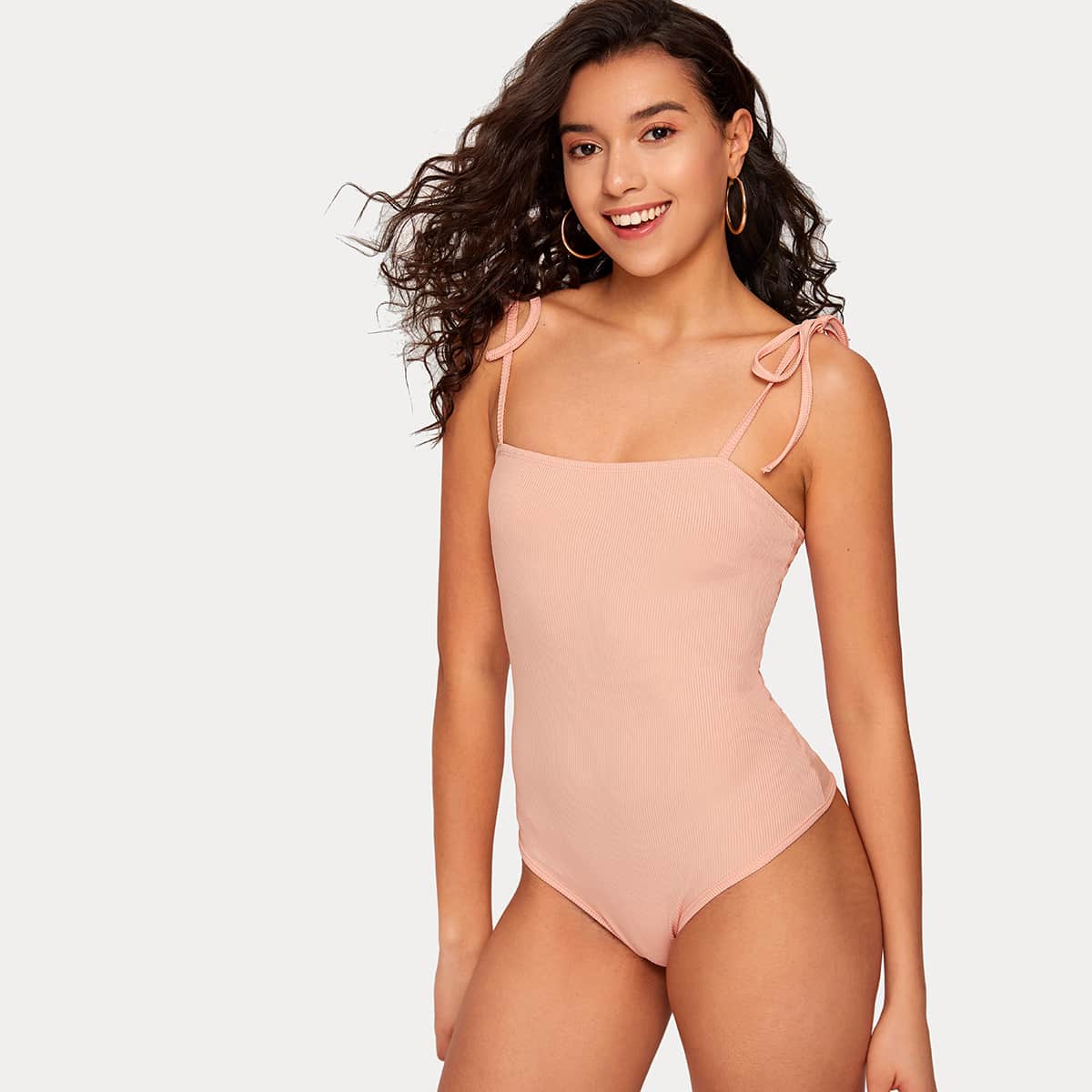 

Ribbed Pink Cami Bodysuit