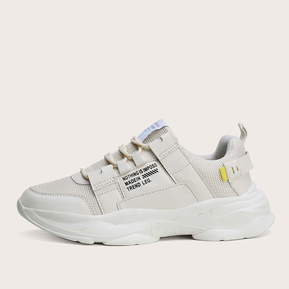 

Guys Lace-up Front Letter Graphic Sneakers, Beige