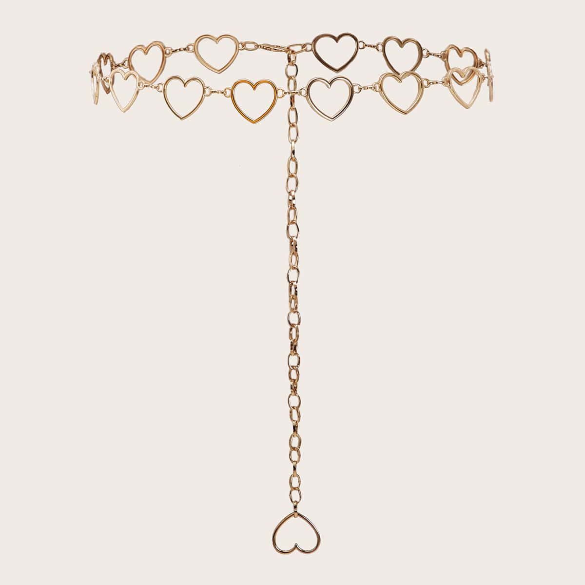 

Heart Charm Chain Belt, Gold