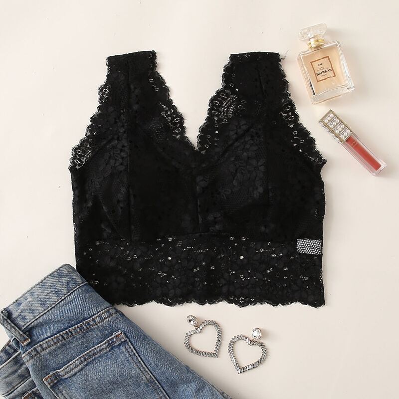 

Floral Lace Bralette, Black