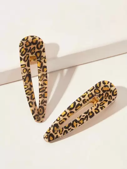 2pcs/Set Leopard Print Hair Clips, Suitable For Daily Use As Fashion Accessories Casual Claw Clips Hair Claws Hair Barrettes, School Stuff, Hair Accessories, Head Accessories
