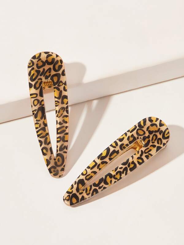 2pcs/Set Leopard Print Hair Clips, Suitable For Daily Use As Fashion Accessories Casual Claw Clips Hair Claws Hair Barrettes, School Stuff