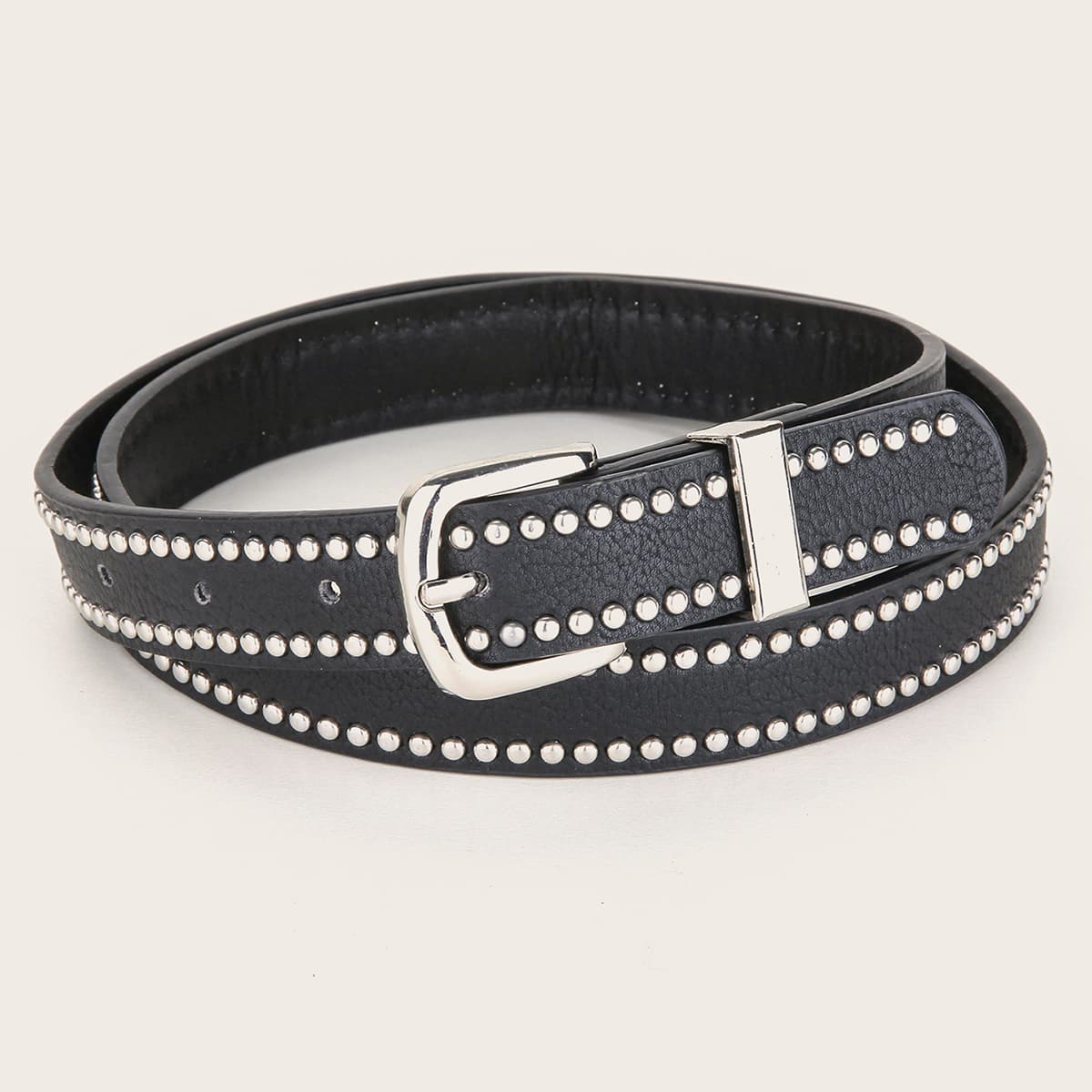 

Studded Decor Buckle Belt, Black