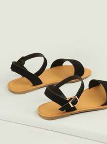 SHUZIA Dép xăng đan màu trơn màu đen - màu đen - Xem 4