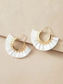 1 cặp quạt hình bông tai Fringe Drop - trắng - Xem 1