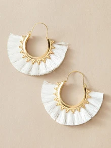 1 cặp quạt hình bông tai Fringe Drop - trắng - Xem 2