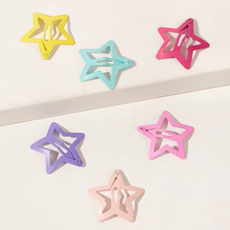 

6pcs Star Hair Clip, Multicolor