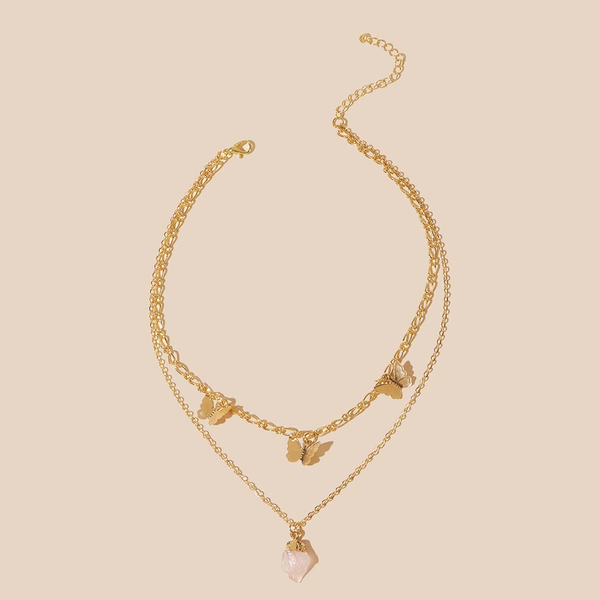 

1pc Butterfly Layered Necklace, Gold