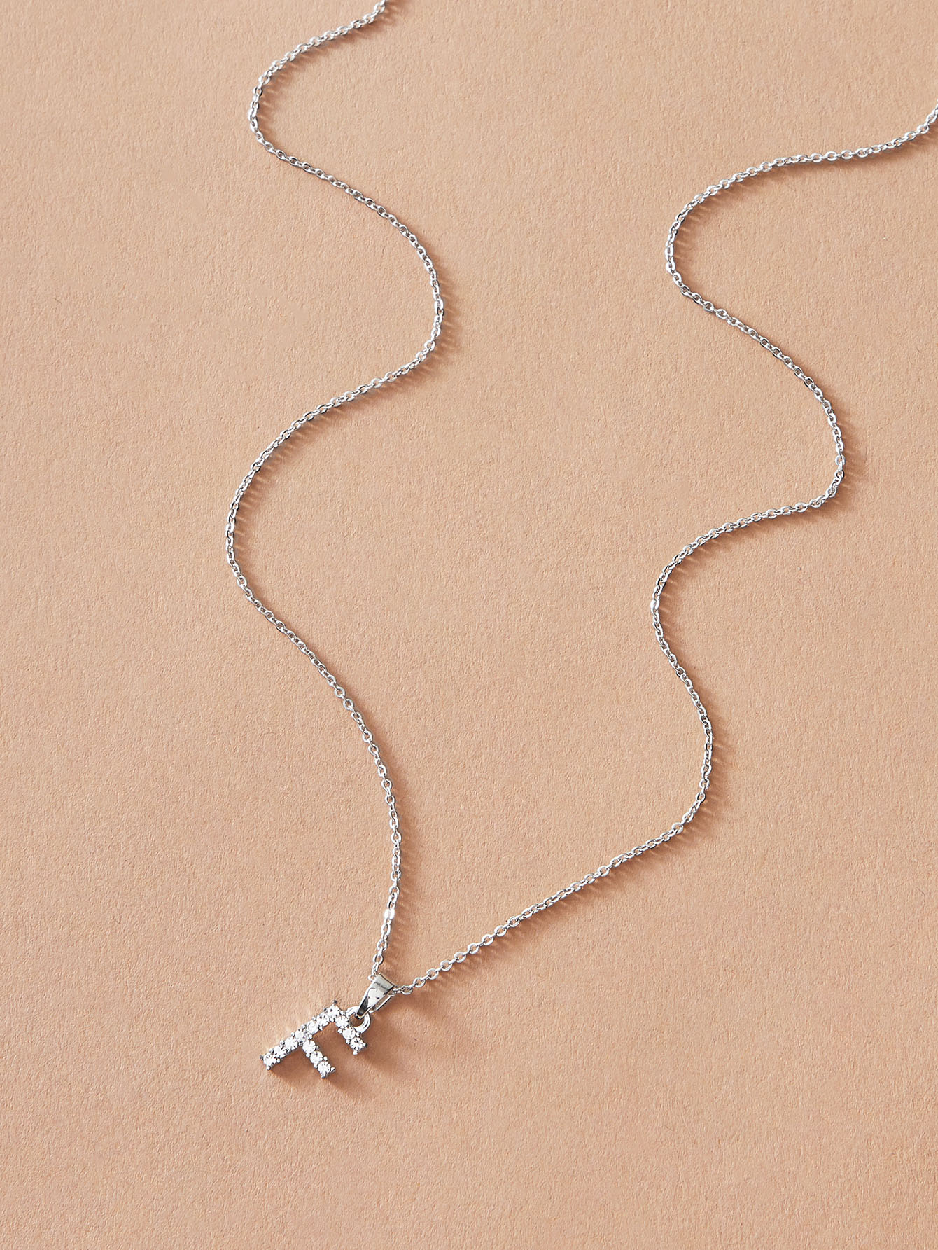 1pc Rhinestone Decor Letter Charm Necklace thumbnail