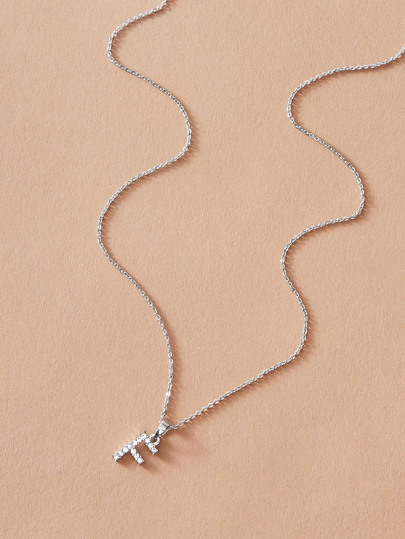 عقد بتعليقة حرف مرصعة بالكامل بالراين البسيطة والعصرية