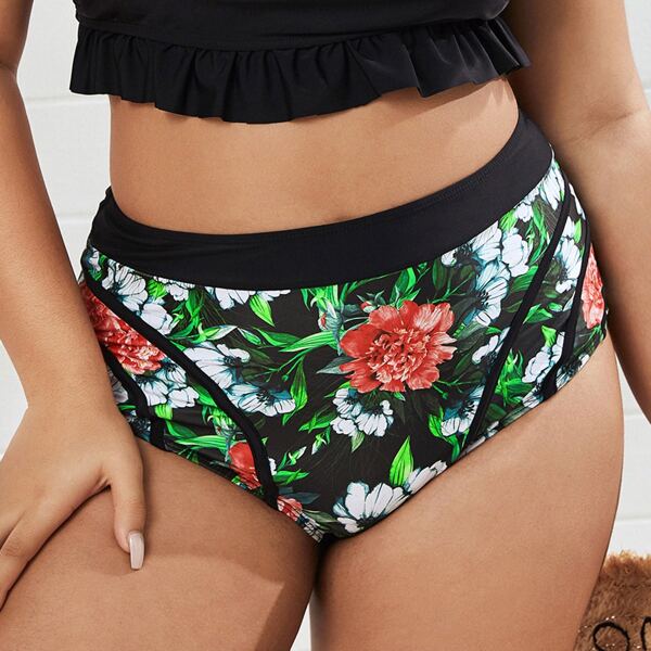 

Plus Floral High Waisted Bikini Panty, Multicolor