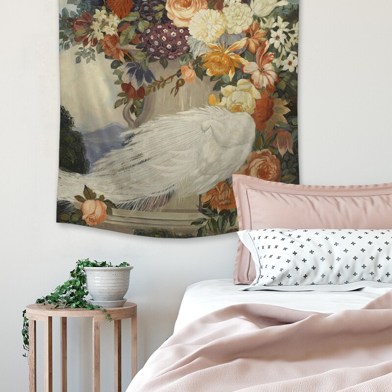 

Flower & Peacock Print Tapestry